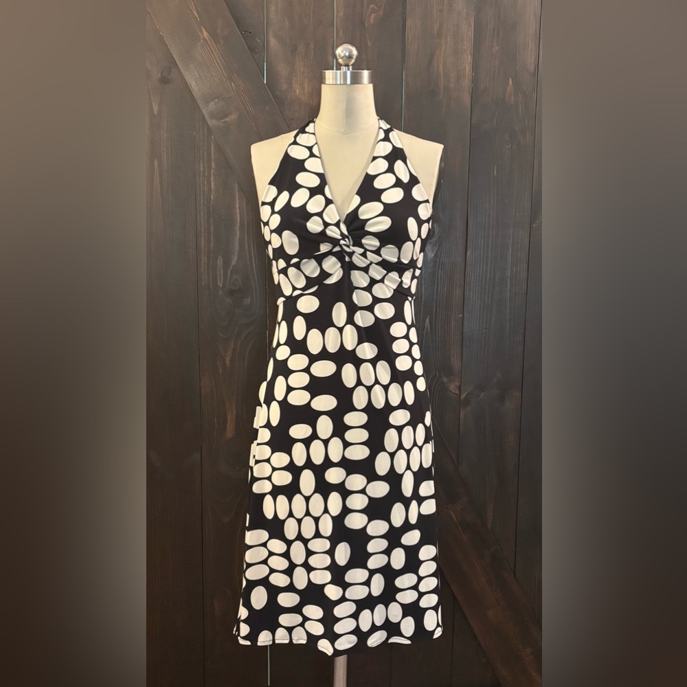 Maggie London Black and White Halter Dress